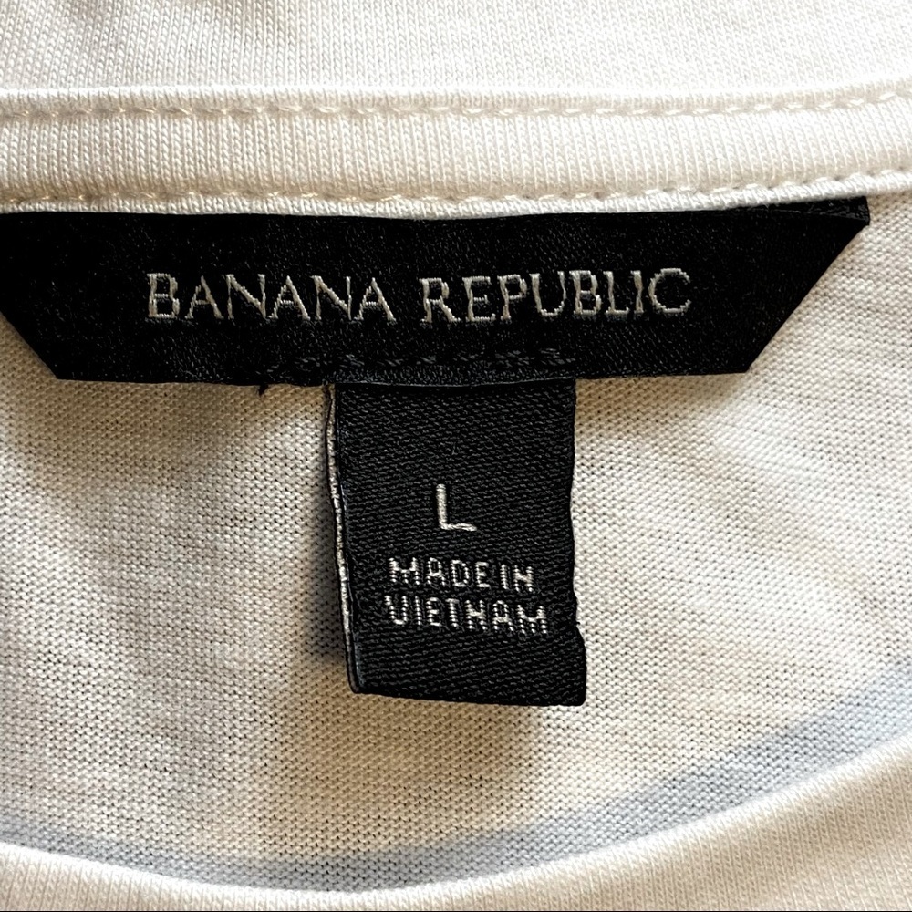 Banana Republic white short sleeve blouse top toe sleeves size large - Picture 6 of 8